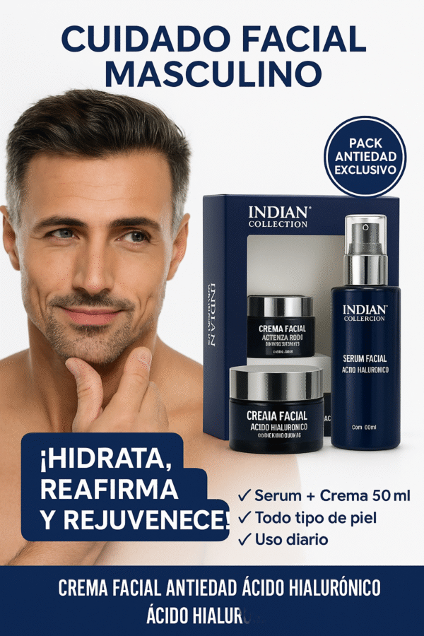 Kit Facial Antiedad para Hombre + Crema con Ácido Hialurónico